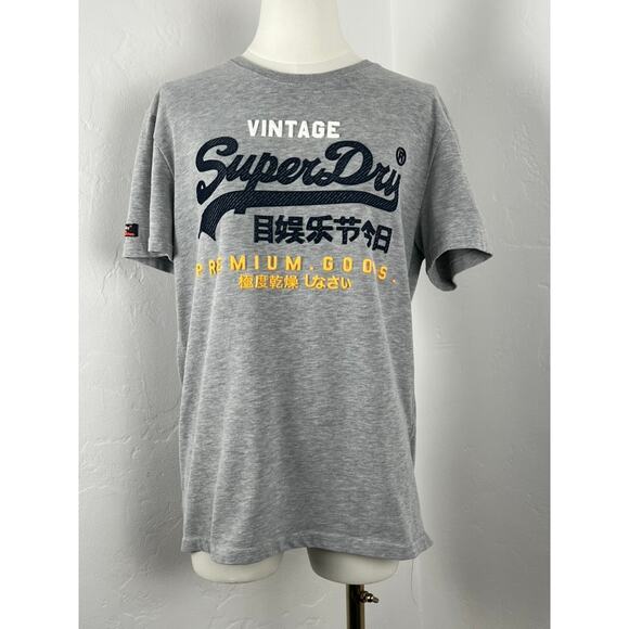 VINTAGE SUPERDRY Grey Heathered T-shirt with 3-D Graphics - Picture 6 of 11